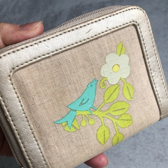 Vera Bradley Zip Wallet Birdie Linen Leather Trim - Picture 6 of 8